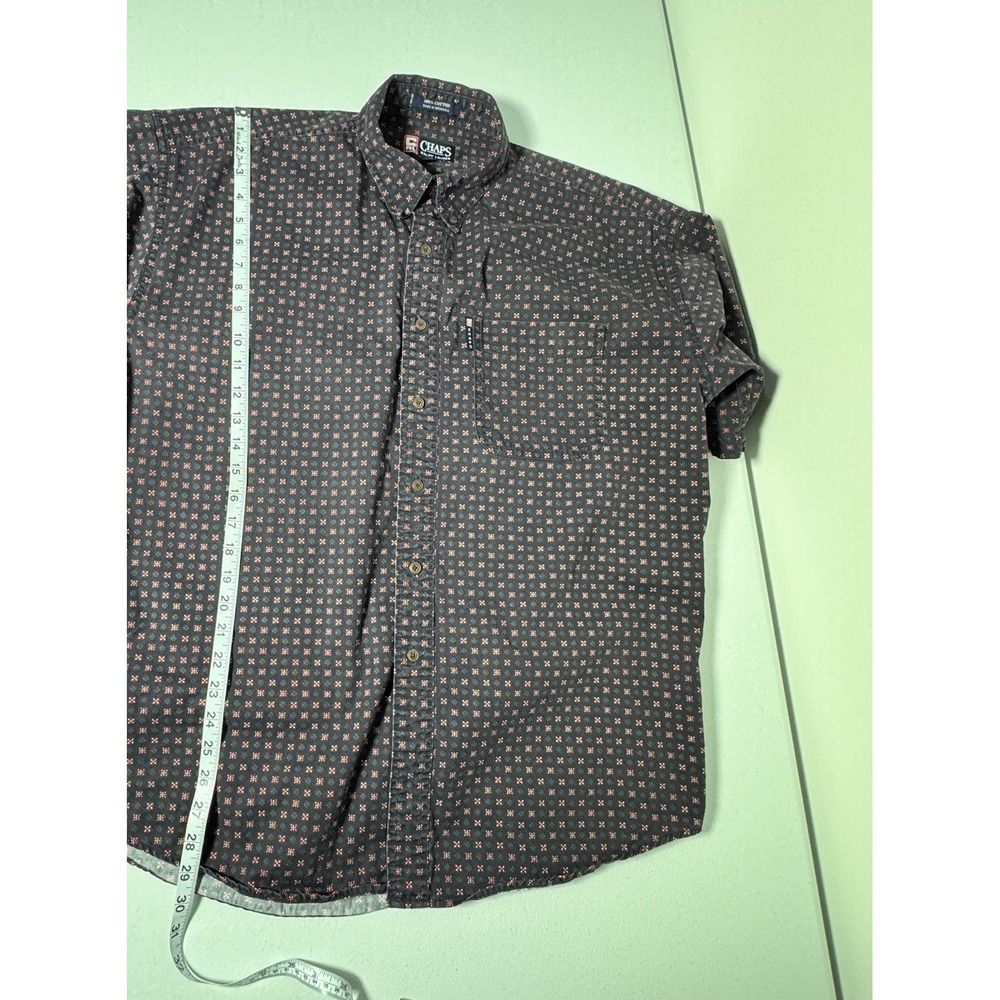 Chaps Ralph Lauren Short Sleeve Cotton Shirt Mens Size L Geometric Print - Picture 5 of 6